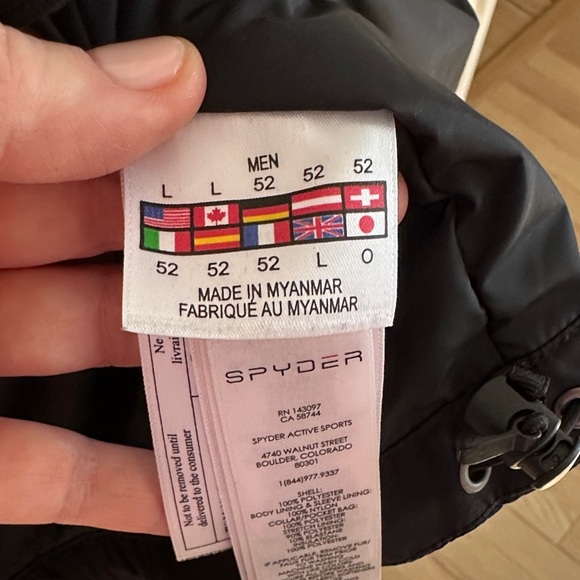 Spyder Men's Black and Gray Ski Jacket with Blue Trim - Picture 3 of 4